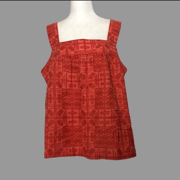 Anthro Tank Square Neck Geometric Pattern Back Buttons - Picture 1 of 9